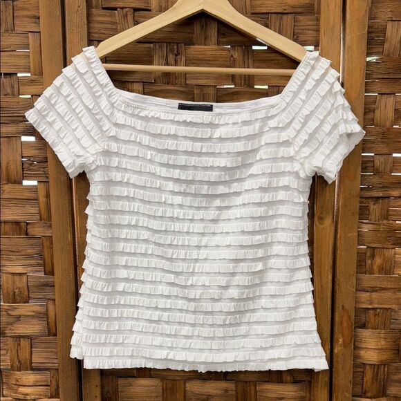 Vintage White Ruffled Women's Top - Picture 1 of 3
